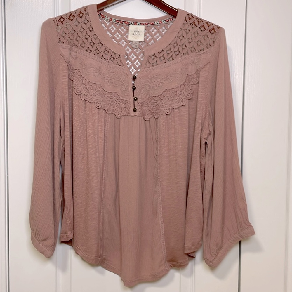 Knox Rose Pink Lace Detail Blouse